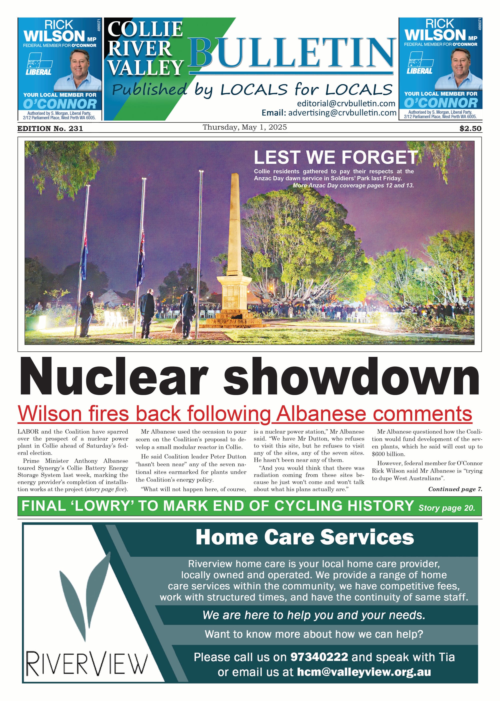 Collie River Valley Bulletin, May 1, 2025