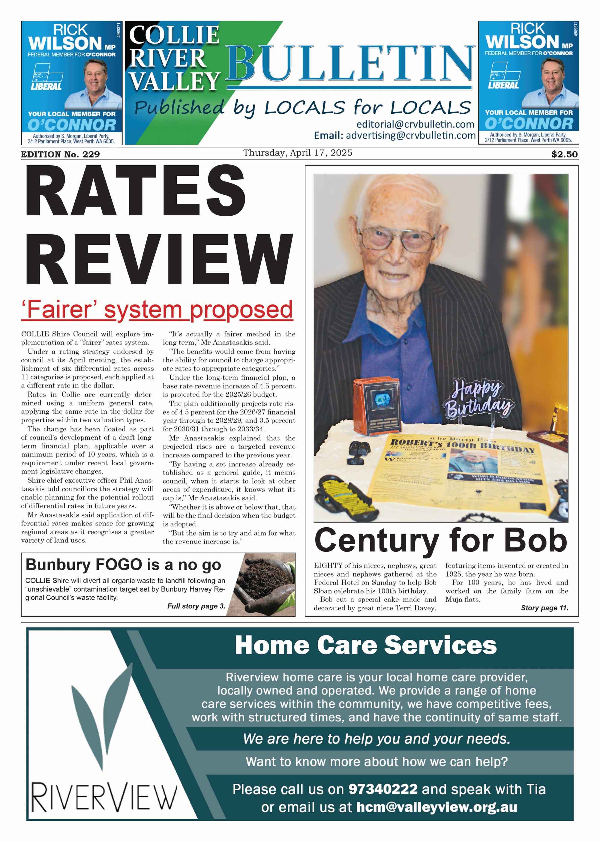 Collie River Valley Bulletin, April 17, 2025