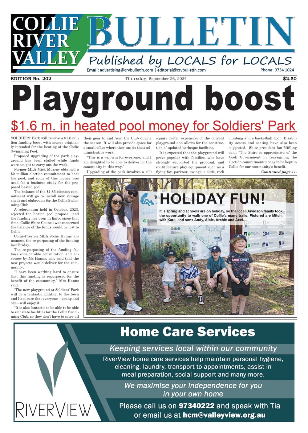 Collie River Valley Bulletin, September 26, 2024 post image