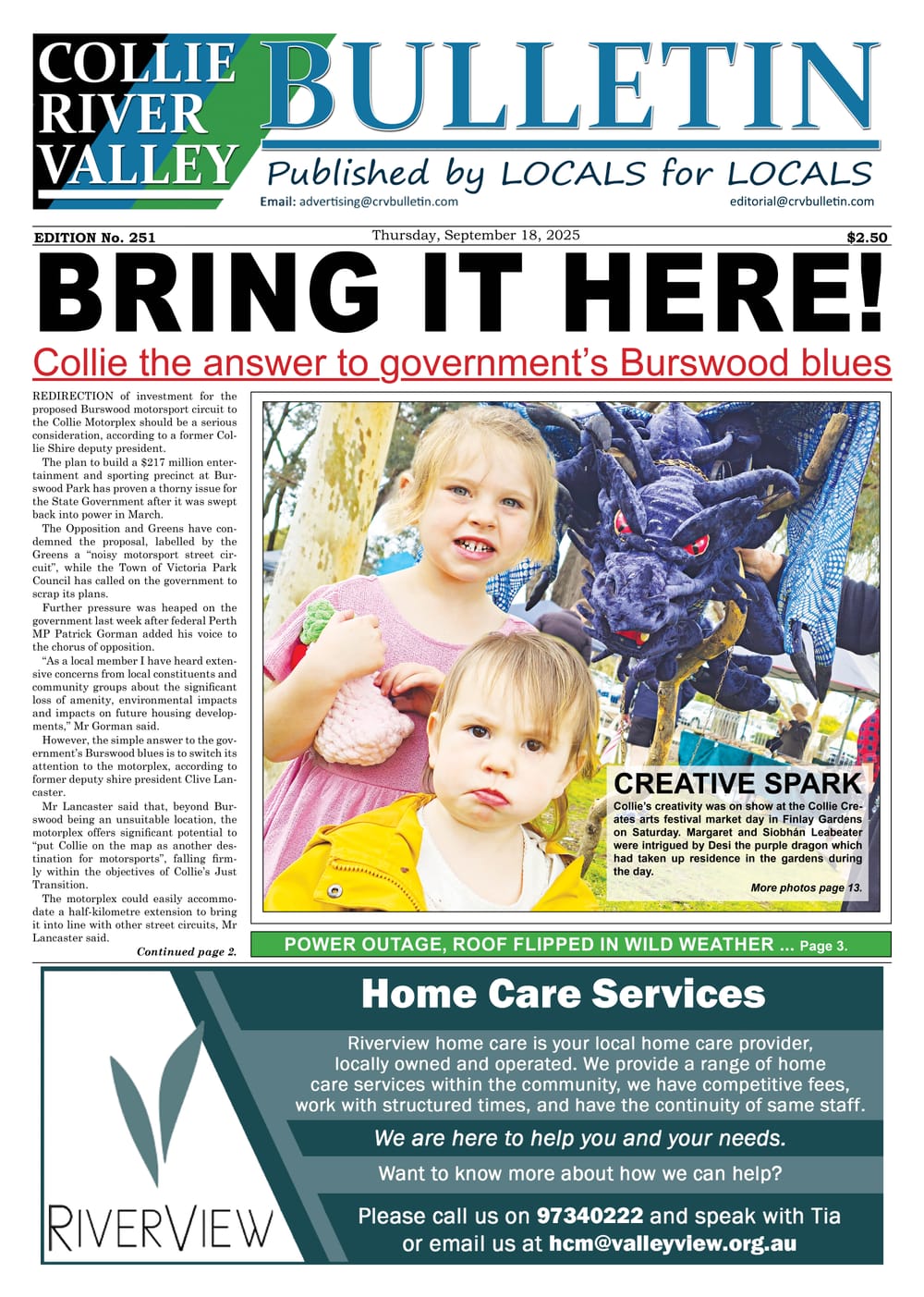 Collie River Valley Bulletin, September 18, 2025 post image