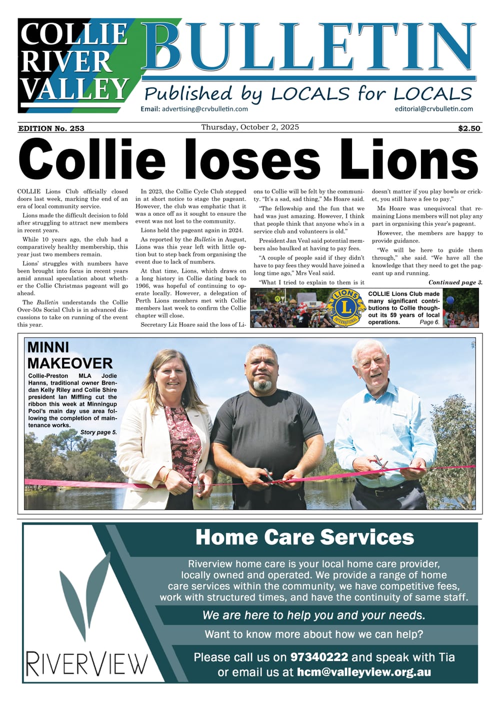 Collie River Valley Bulletin, October 2, 2025 post image