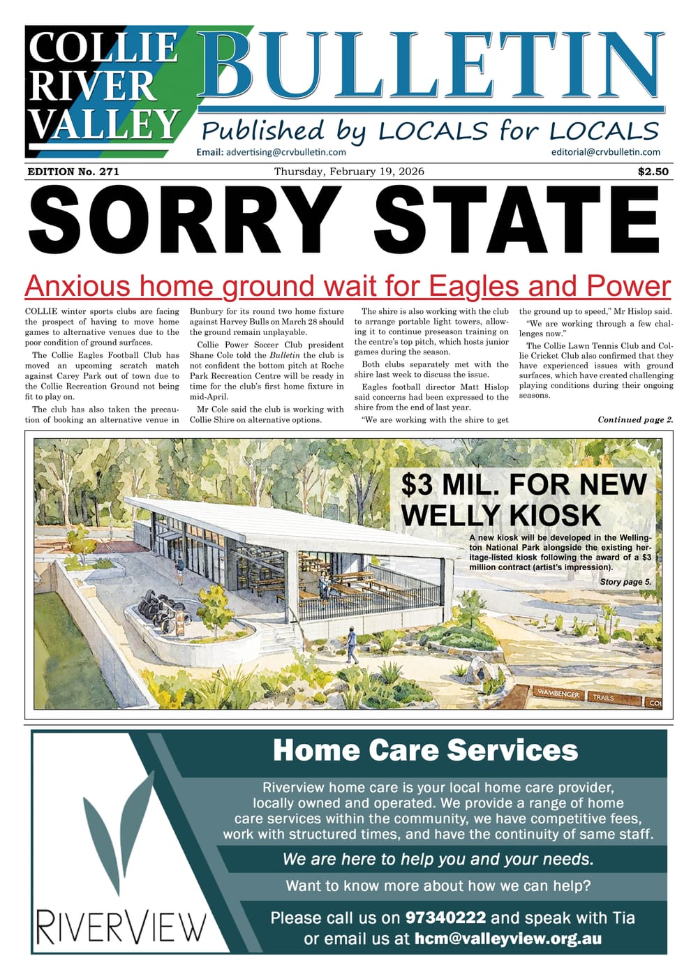 Collie River Valley Bulletin, February 19, 2026 post image
