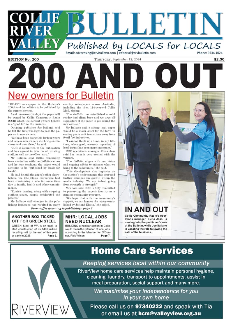 Collie River Valley Bulletin, September 12, 2024 post image