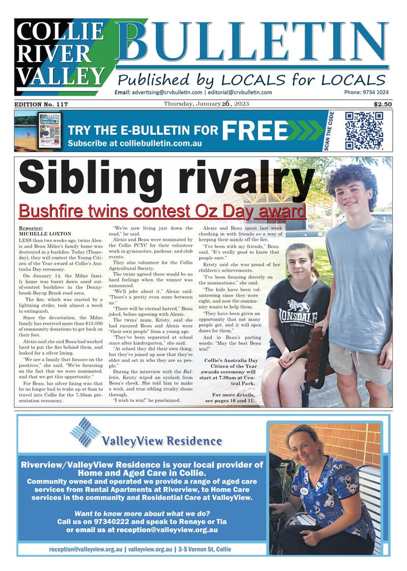 Collie River Valley Bulletin, January 26, 2023 post image