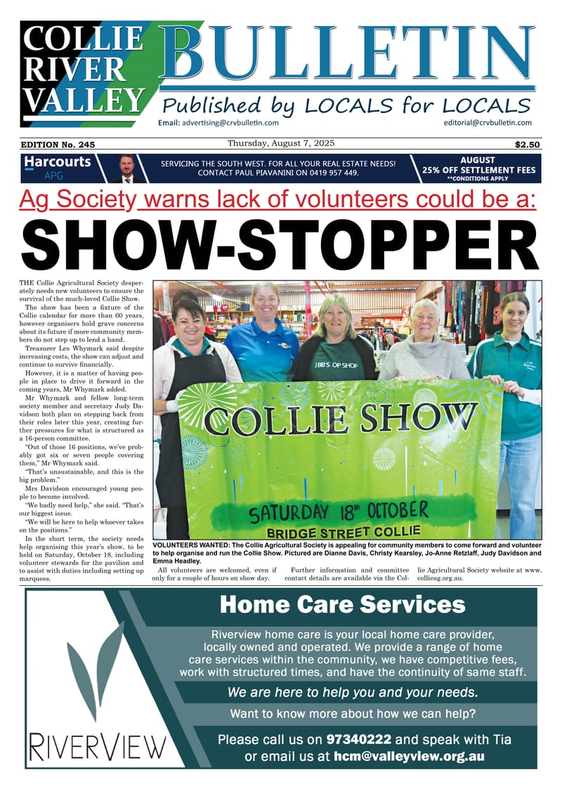 Collie River Valley Bulletin, August 07, 2025 post image