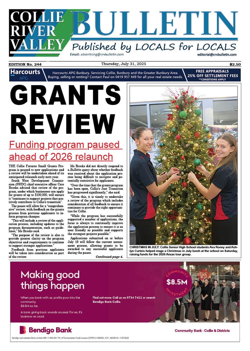Collie River Valley Bulletin, July 31, 2025 post image